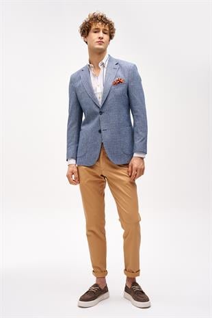 Erkek Mavi Barı (4 Drop)  / Geniş Kalıp Mono Yaka Ceket