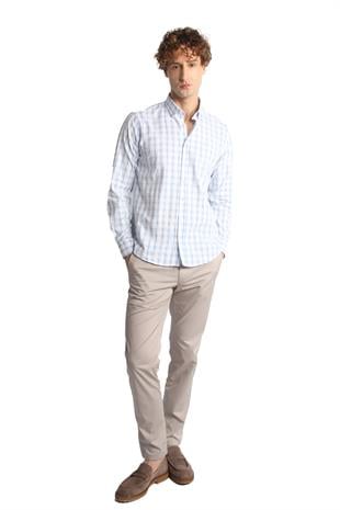 Mavi Dynamic Fit  Düğmeli Yaka Ekose Uzun Kollu Cepsiz %100 Pamuk Gömlek