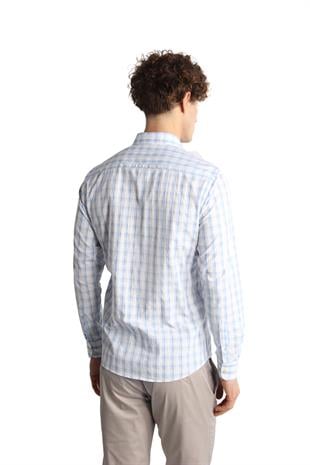 Mavi Dynamic Fit  Düğmeli Yaka Ekose Uzun Kollu Cepsiz %100 Pamuk Gömlek