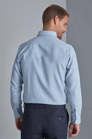 Erkek Mavi Dynamic Fit Düğmeli Yaka Gömlek