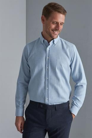 Erkek Mavi Dynamic Fit Düğmeli Yaka Gömlek