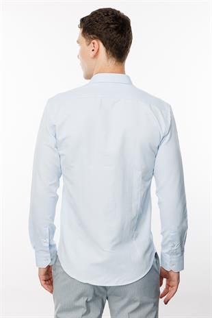 Erkek Mavi Slim Fit / Dar Kalıp İtalyan Gömlek