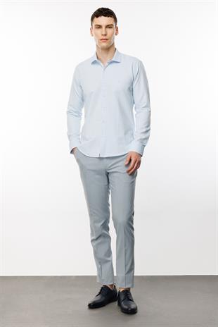 Erkek Mavi Slim Fit / Dar Kalıp İtalyan Gömlek