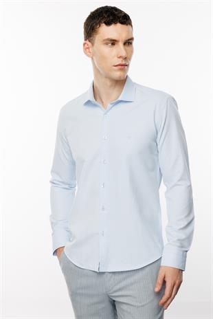 Erkek Mavi Slim Fit / Dar Kalıp İtalyan Gömlek