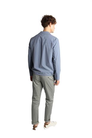 Mavi Standart Kalıp Klasik Yaka Fermuarlı Polyester Mont