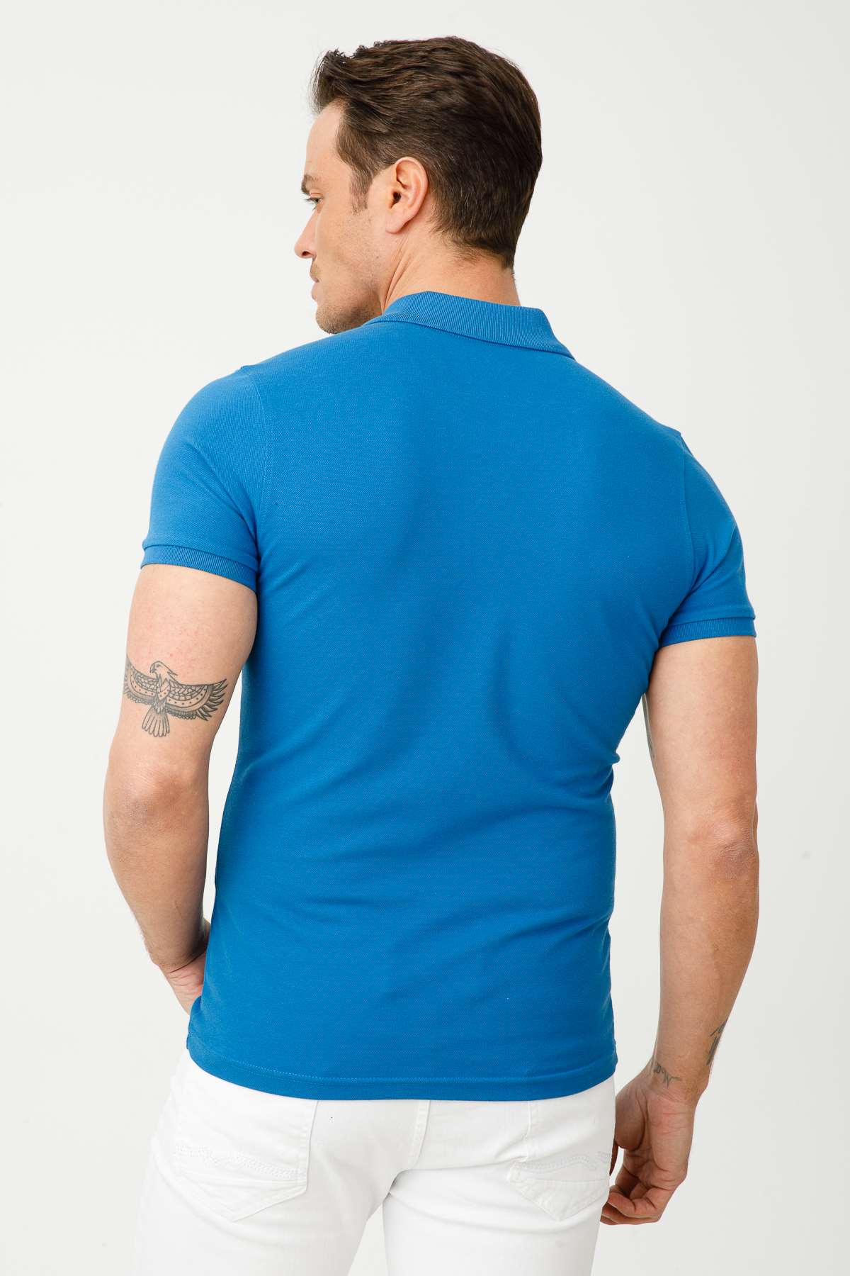 Saks Modern Fit Dar Kalıp Polo Yaka Düz Kısa Kollu Pamuklu Tişört