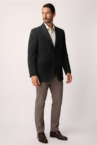 Siyah Barı (4 drop)  / Geniş Kalıp Mono Yaka Ceket