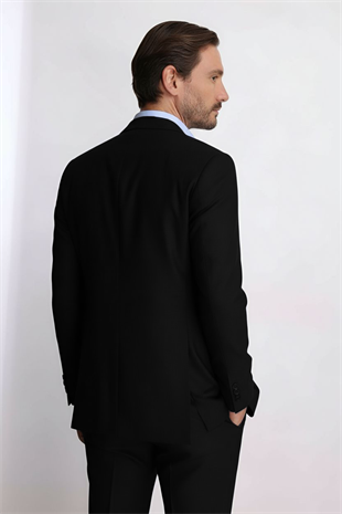 Erkek Siyah Bari (4 Drop) Klasik Takım Elbise