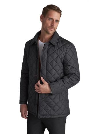 Erkek Kapitone Düğmeli Klasik Mont – Siyah