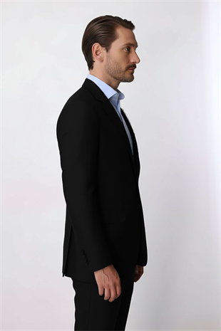 Erkek Siyah Regular Fit Klasik Takım Elbise