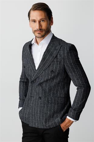 ERKEK SİYAH SLIM FIT / DAR KALIP GENİŞ KIRLANGIÇ CEKET