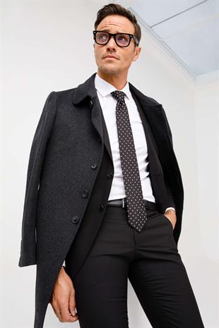 Erkek Siyah Slim Fit Dar Kalıp Klasik Takım Elbise