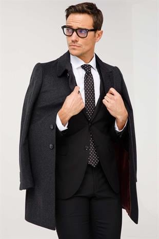 Erkek Siyah Slim Fit Dar Kalıp Klasik Takım Elbise