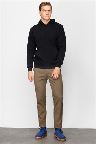 Erkek Siyah  Kapşonlu Sweatshirt