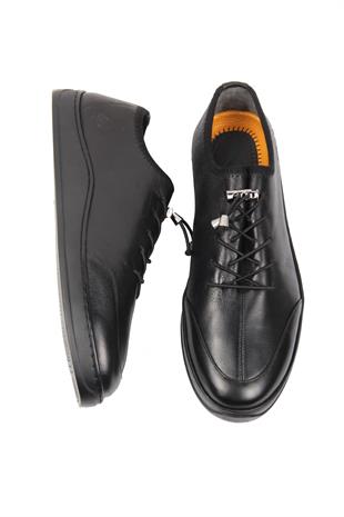 Siyah Erkek Casual Erkek Ayakkabı Bağcıklı Sade Tasarım Günlük Model