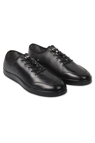 Siyah Erkek Casual Erkek Ayakkabı Bağcıklı Sade Tasarım Günlük Model