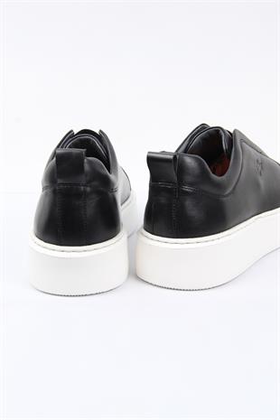 Siyah Slip-On Erkek Ayakkabı Bağcıksız Kalın Taban Günlük Model