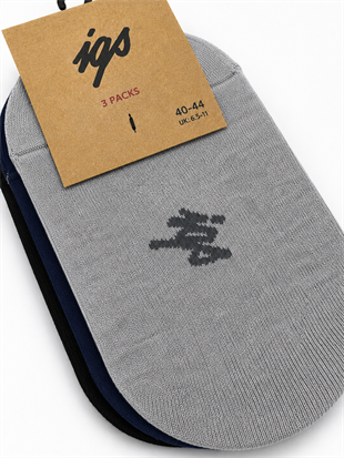 Erkek Sneaker Bambu Çorap 3lü Paket Gri-Lacivert-Siyah