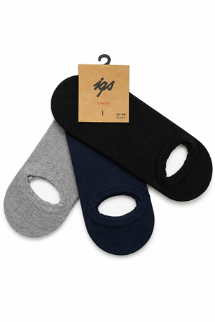 Erkek Sneaker Bambu Çorap 3lü Paket Gri-Lacivert-Siyah