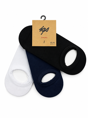 Erkek Sneaker Bambu Çorap 3lü Paket Beyaz-Lacivert-Siyah