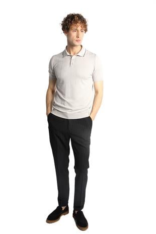 Taş Slim Fit Dar Kalıp Polo Yaka Düz Kısa Kollu Triko Tişört