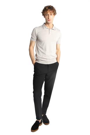 Taş Slim Fit Dar Kalıp Polo Yaka Düz Kısa Kollu Triko Tişört