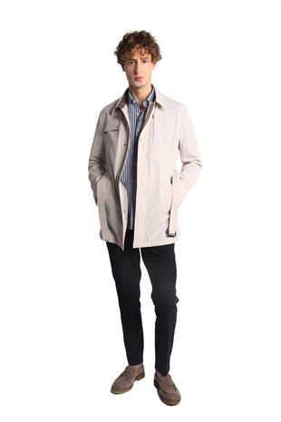 Taş Regular Fit Standart Kalıp Gömlek Yaka Polyester Trenç