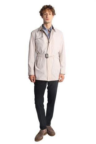 Taş Regular Fit Standart Kalıp Gömlek Yaka Polyester Trenç