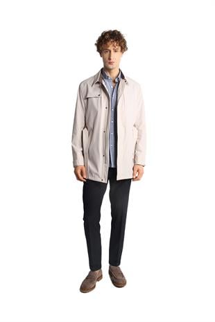 Taş Regular Fit Standart Kalıp Gömlek Yaka Polyester Trenç