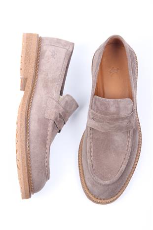 Vizon Süet Görünümlü Loafer Erkek Ayakkabı Kalın Taban Günlük Model