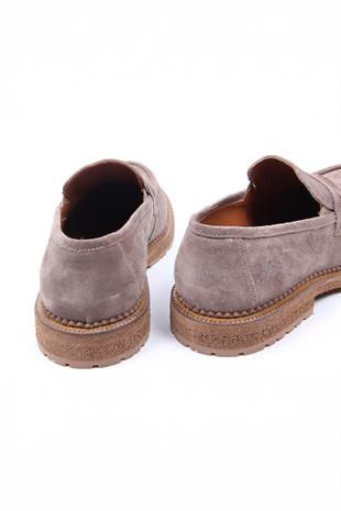 Vizon Süet Görünümlü Loafer Erkek Ayakkabı Kalın Taban Günlük Model