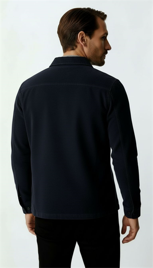 Lacivert Kadife Erkek Mont – Modern Hafif Mevsimlik Mont