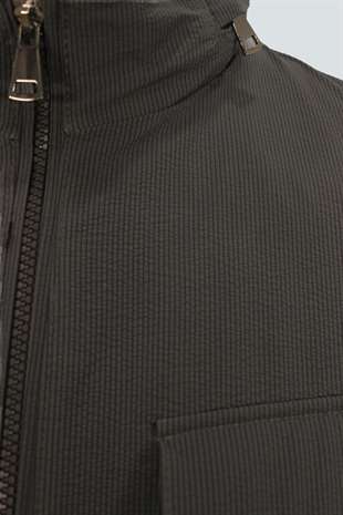 Gri Kapüşonlu Erkek Mont – Modern Kesim