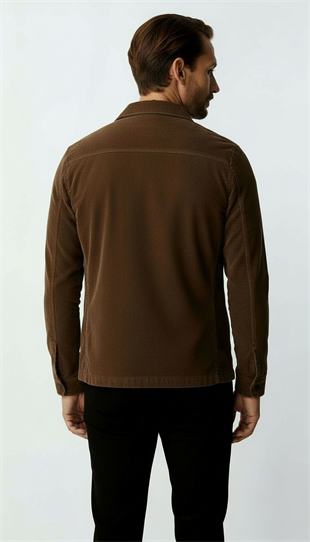 Kahverengi Kadife Erkek Mont – Modern Hafif Mevsimlik Mont