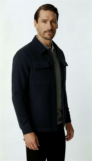 Lacivert Kadife Erkek Mont – Modern Hafif Mevsimlik Mont