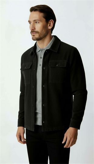 Siyah Kadife Erkek Mont – Modern Hafif Mevsimlik Mont