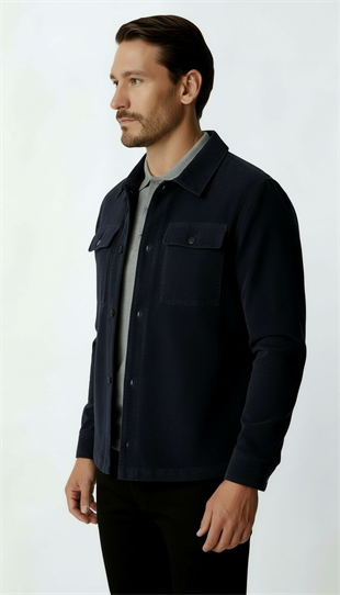 Lacivert Kadife Erkek Mont – Modern Hafif Mevsimlik Mont