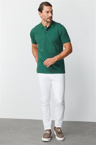 Nefti Modern Fit Dar Kalıp Polo Yaka Düz Kısa Kollu  %100 Pamuk Tişört