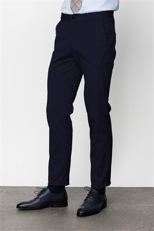Lacivert Erkek Pamuklu Kumaş Pantolon Regular Fit – Rahat Kalıp Günlük Ofis Stili