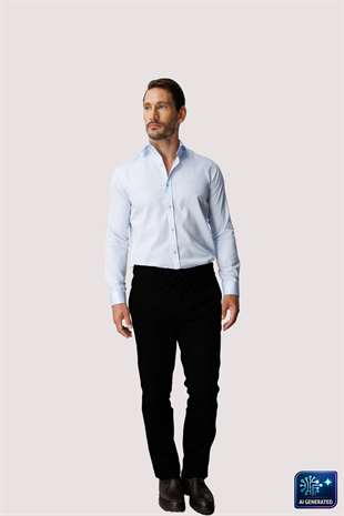Erkek Siyah Bağcıklı Smart Casual Dynamic Fit Pantolon