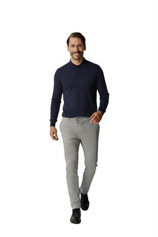 Gri Beli Lastikli İpli Erkek Pantolon – Konfor Kalıp