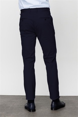 Lacivert Erkek Pamuklu Kumaş Pantolon Regular Fit – Rahat Kalıp Günlük Ofis Stili