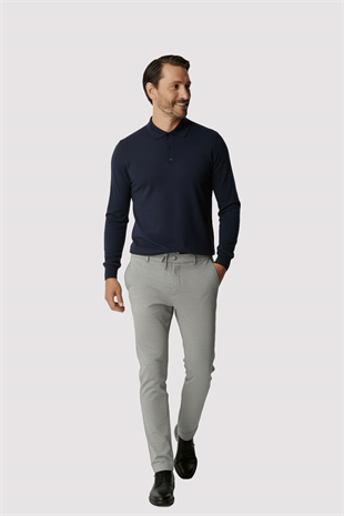 Gri Beli Lastikli İpli Erkek Pantolon – Konfor Kalıp