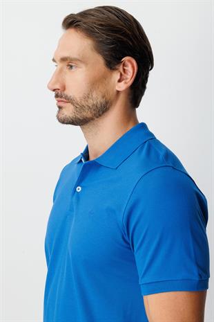 Saks Modern Fit Dar Kalıp Polo Yaka Düz Kısa Kollu Pamuklu Tişört