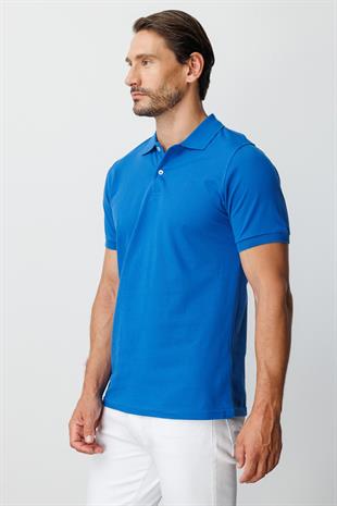 Saks Modern Fit Dar Kalıp Polo Yaka Düz Kısa Kollu Pamuklu Tişört