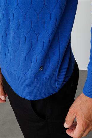 Saks Standart Fit Dar Kalıp Yarım Balıkçı Düz Uzun Kollu  Triko