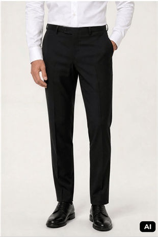 Siyah Regular Fit Rahat Kalıp %86 Pamuklu Pantolon