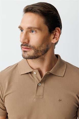 Vizon Modern Fit Dar Kalıp Polo Yaka Düz Kısa Kollu  %100 Pamuk Tişört