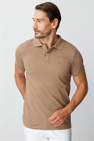 Vizon Modern Fit Dar Kalıp Polo Yaka Düz Kısa Kollu  %100 Pamuk Tişört