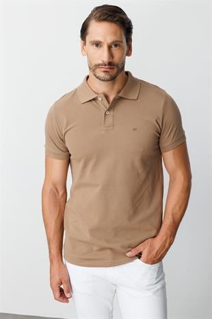 Vizon Modern Fit Dar Kalıp Polo Yaka Düz Kısa Kollu  %100 Pamuk Tişört